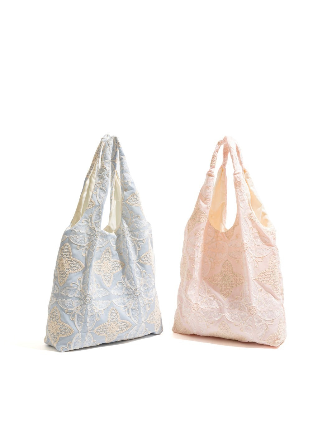 Cosbai - Solid Floral Embroidery Tote Shoulder Bag