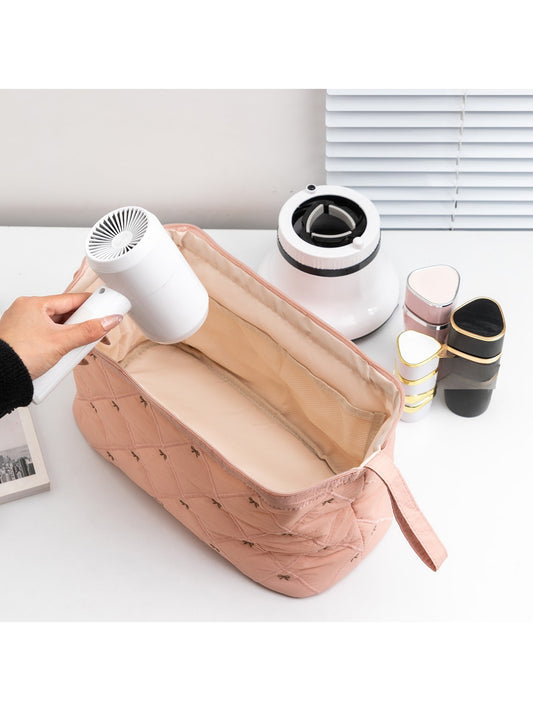 Cosbai - Quilted Bow Detail Hair Dryer Storage Bag