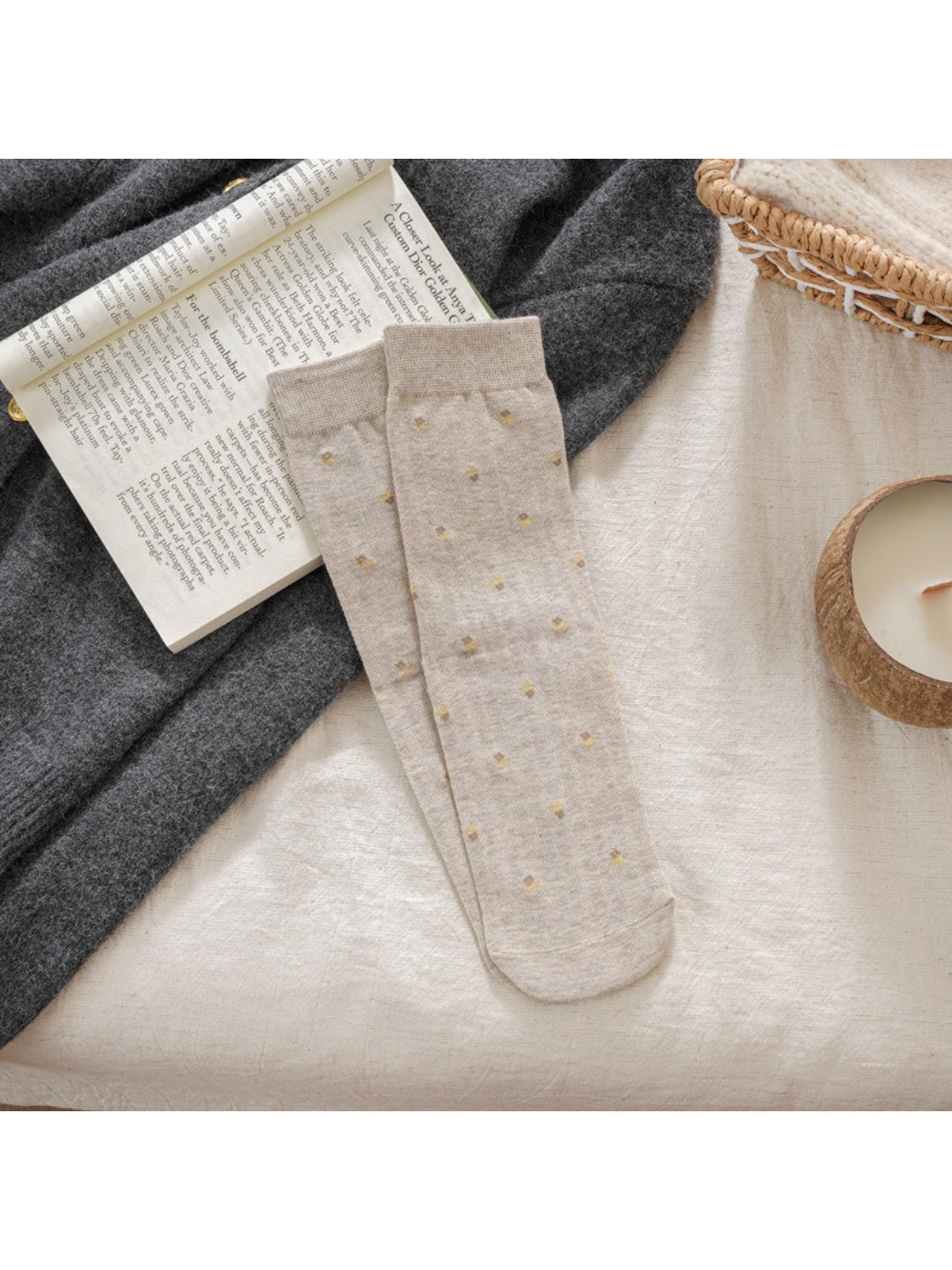 Rufia - Mini Flower Pattern Everyday Crew Socks