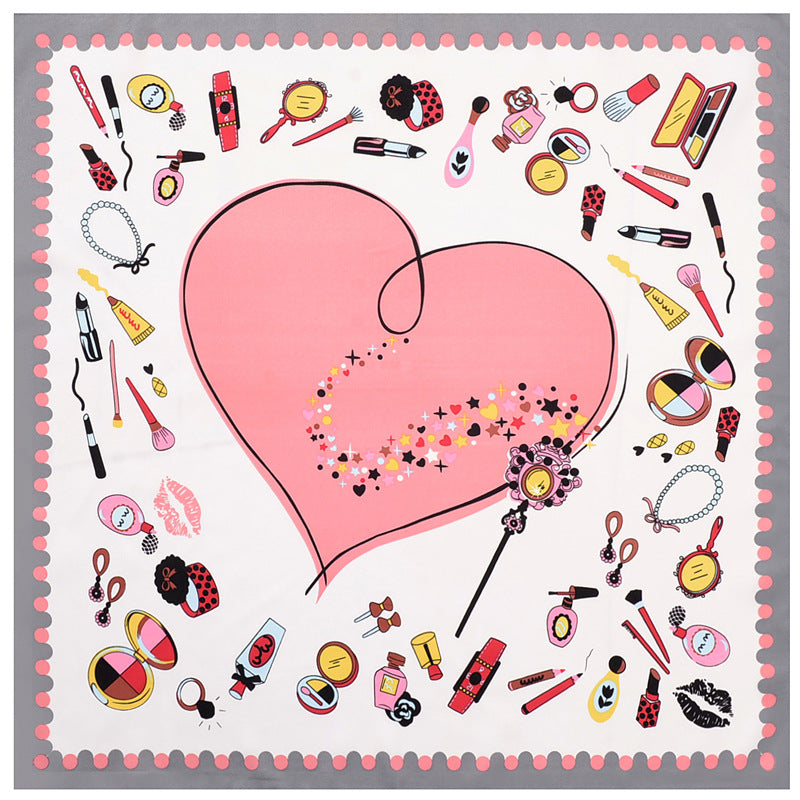 Scravii - 60cm Twill Scarf with Heart Pattern
