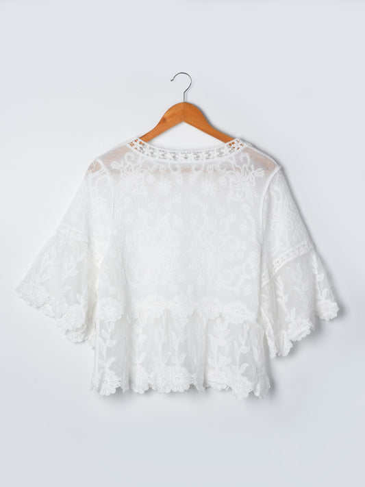 Crosa - Floral Bell Sleeve Pullover