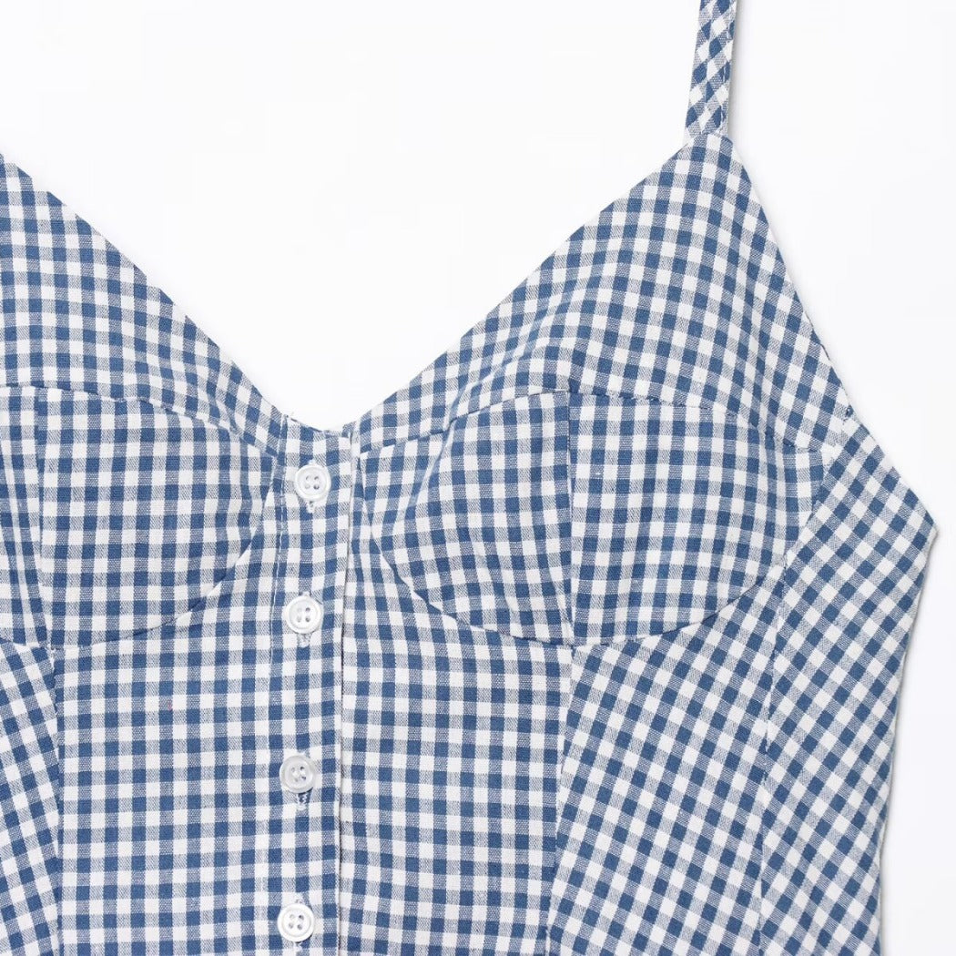 Vesty - Vintage Checkered Tank Top - Playful & Cute