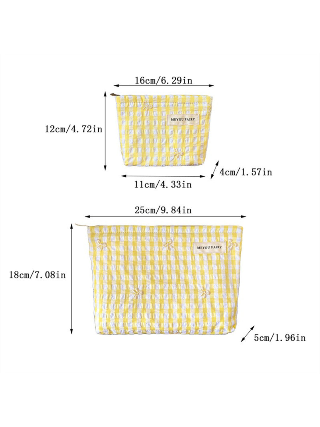 Cosbai pastel check zip pouch with pastel color scheme and checkered design