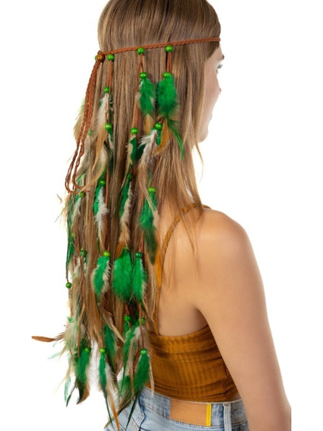 Hairish - Boho Feather Tassel Hair Headpiece with Beads