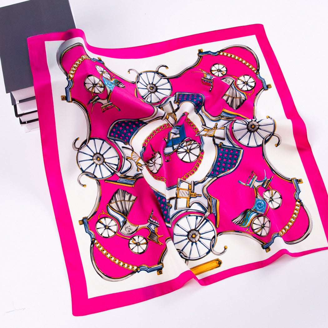 Scarvii - Pumpkin Carriage Print Square Scarf - Vintage & Playful