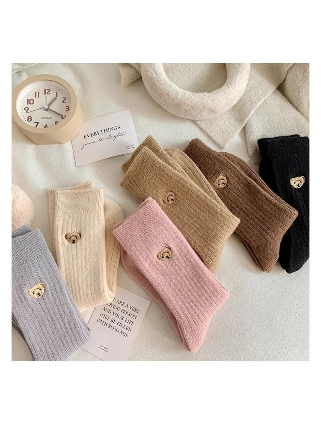 Rufia - Soft Neutral Bear Crew Socks