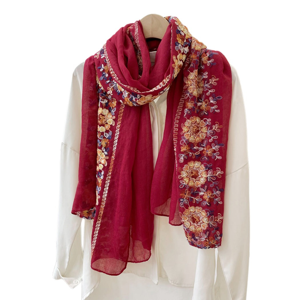 Scarvii - Boho Embroidered Floral Scarf - Soft & Charm