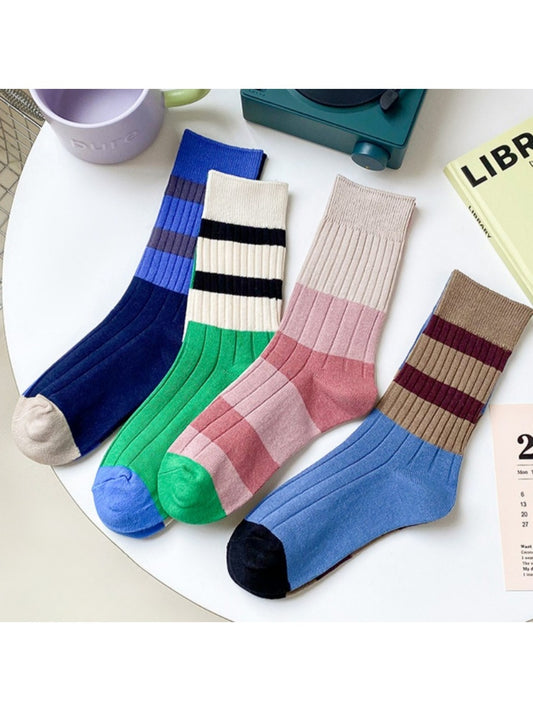 Rufia - Retro Stripe Crew Socks - Breathable & Stylish