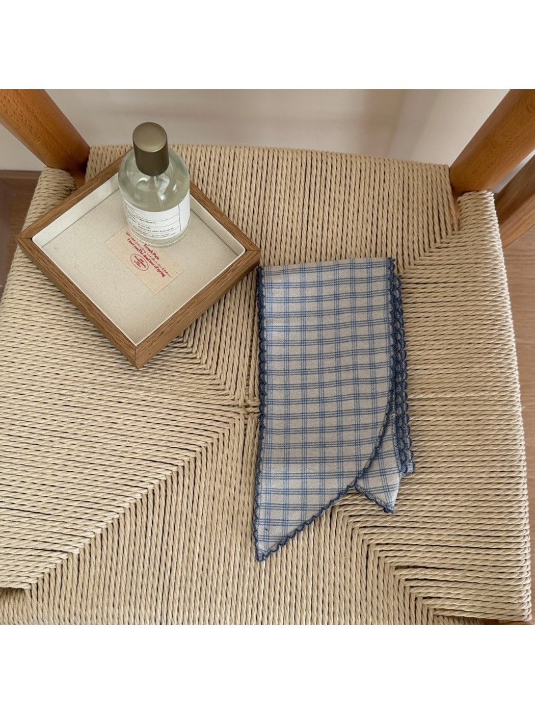 Scarvii - Retro Plaid Long Scalloped Edge Scarf