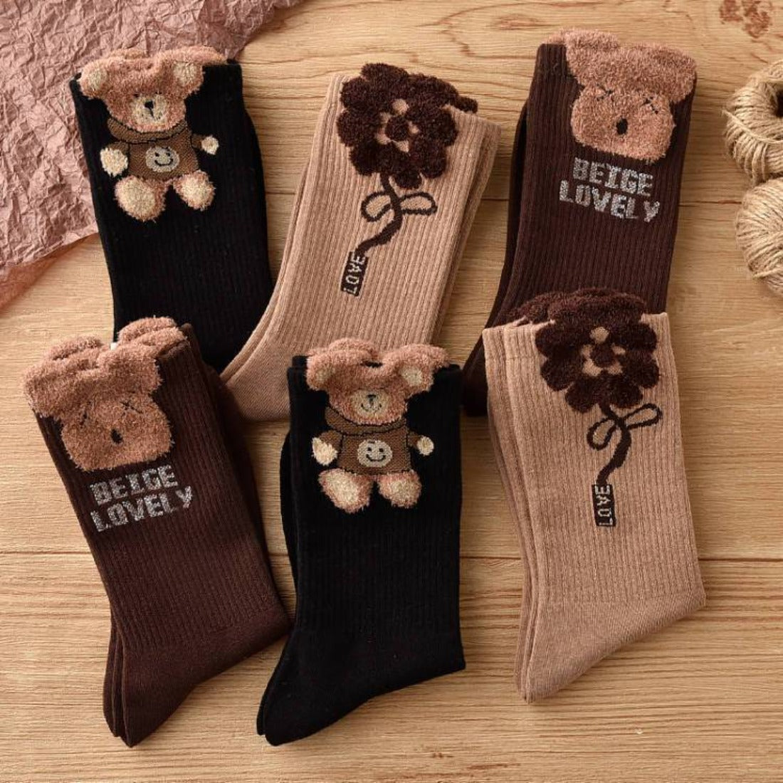 Rufia - Bear Print Winter Socks