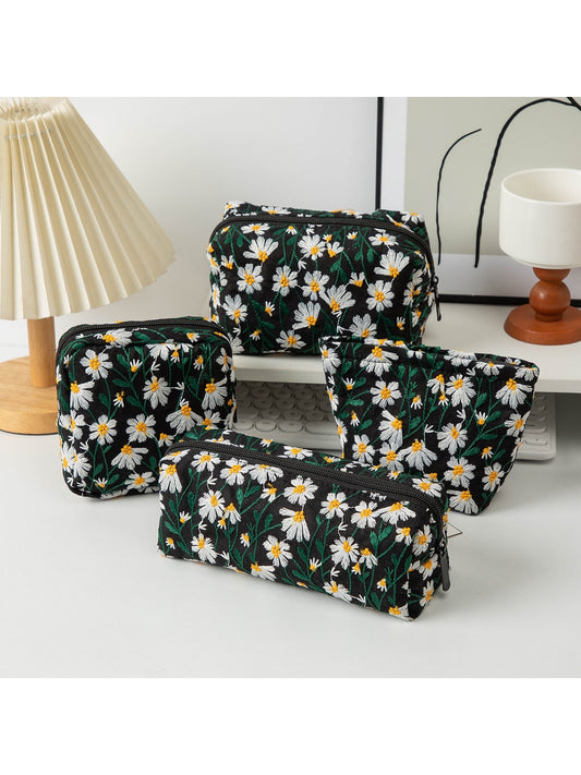 Cosbai - Elegant Floral Embroidery Cosmetic Organizer Bag