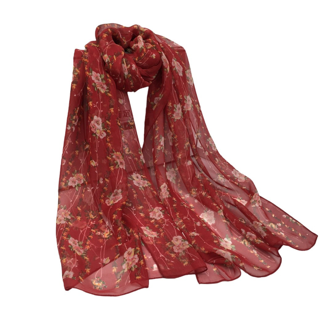 Scarvii - Vines Flower Print Scarf - Cool & Soft