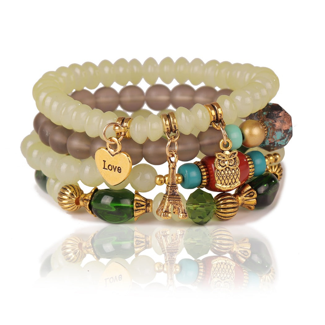 Bauai - 4-in-1 Stylish Charm Stackable Bracelet Set With Pendants