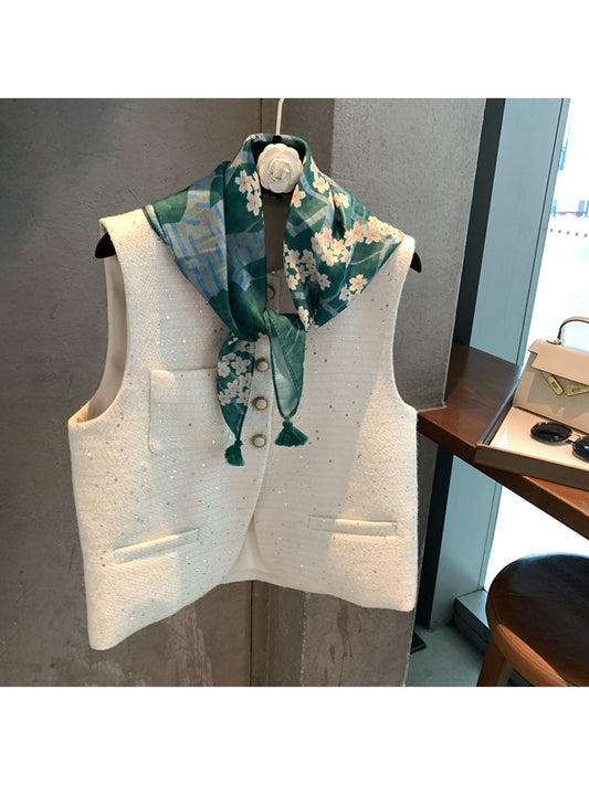 Scarvii - Dark Green Blossom Tree Print Square Scarf