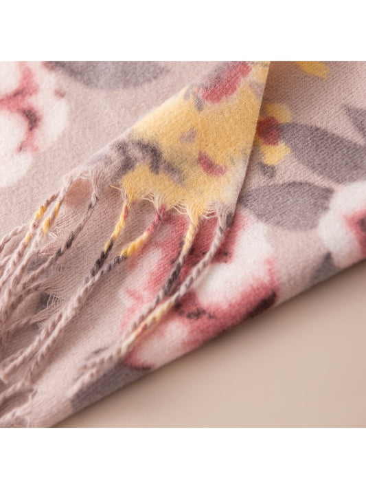 Scarvii - Floral Print Tassel Long Fashion Scarf