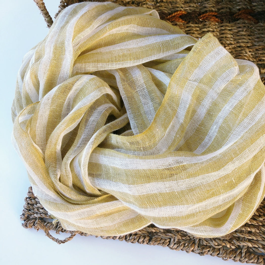Scarvii - Yellow-And-White Striped Scarf – For Summer & Stylish
