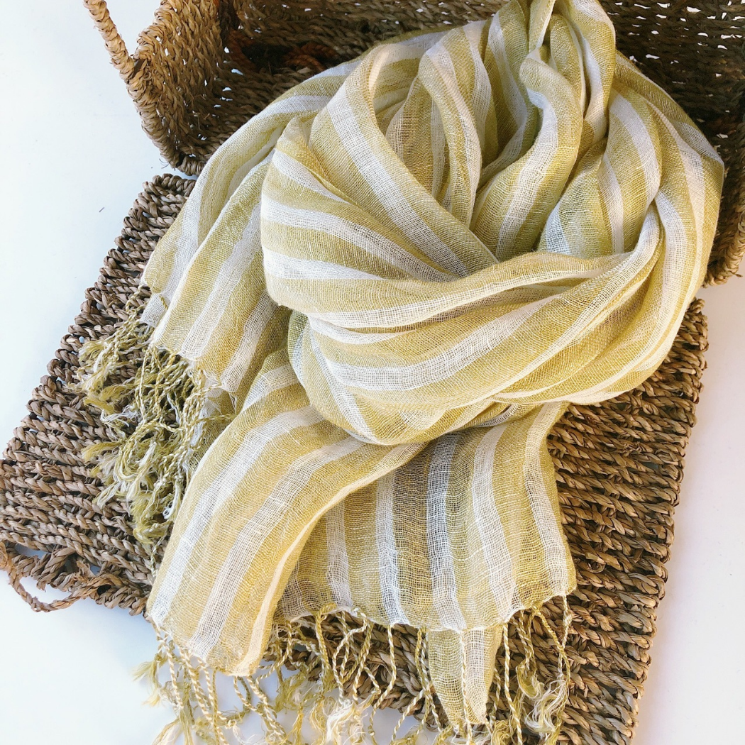 Scarvii - Yellow-And-White Striped Scarf – For Summer & Stylish