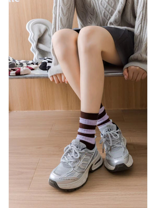 Rufia - College Style Wide Stripe Crew Socks