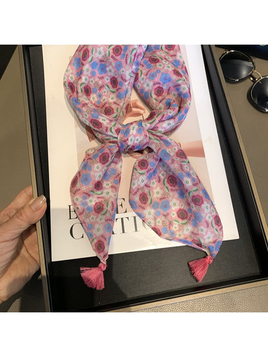 Scarvii - Warm Tone Floral Print Square Scarf