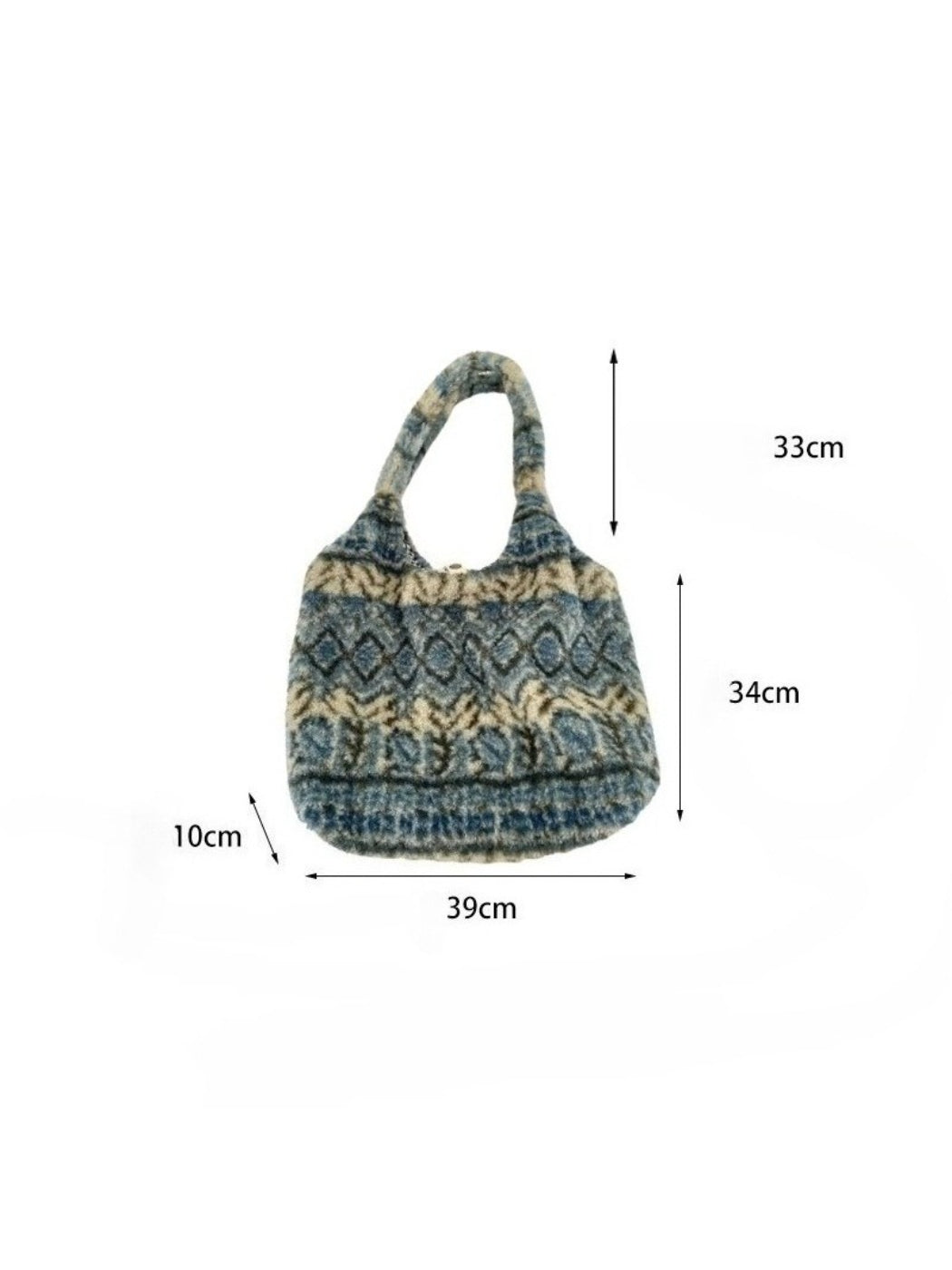 Cosbai - Fuzzy Pattern Shoulder Tote