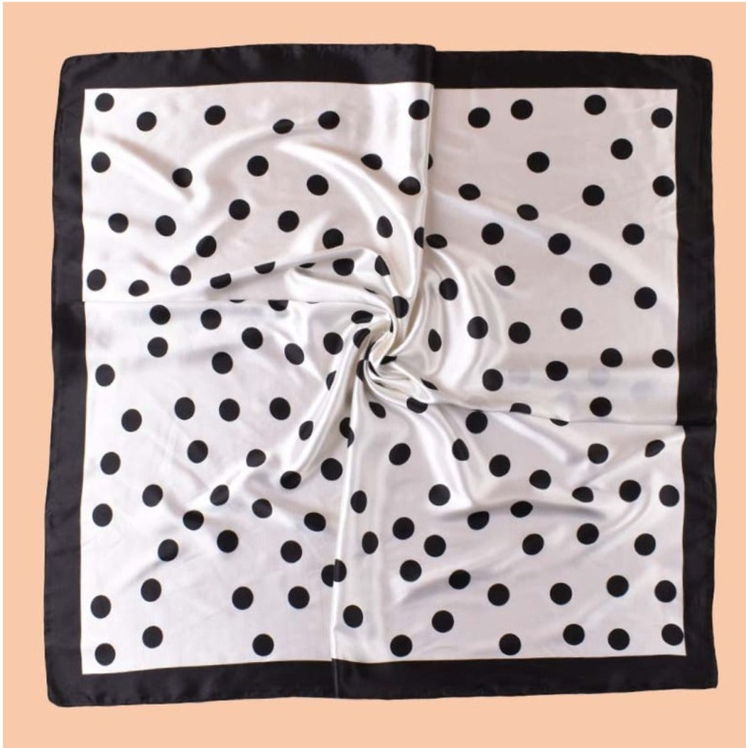 Scarvii - Vintage Polka Dot Silky Square Scarf