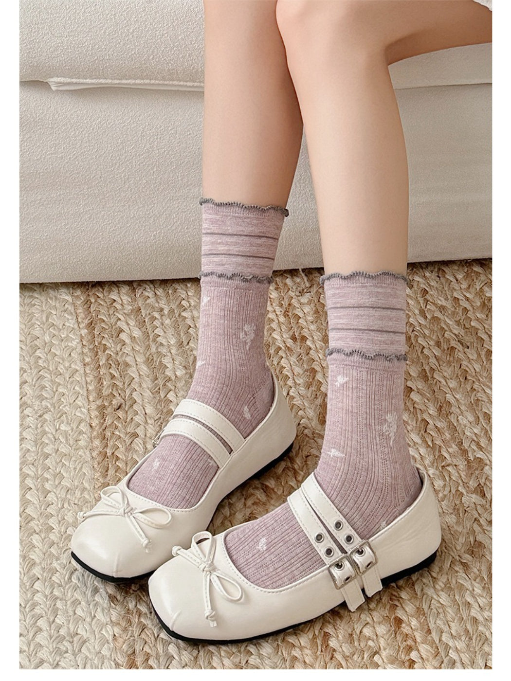 Rufia - Casual Floral Knit Crew Socks product image 7
