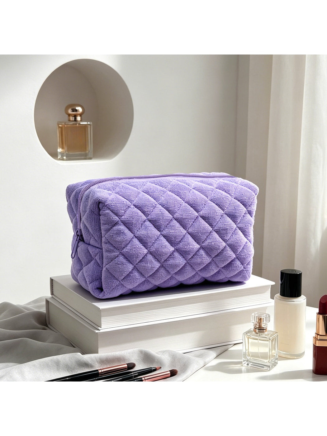 Cosbai - Simple Solid Color Cosmetic Organizer Bag