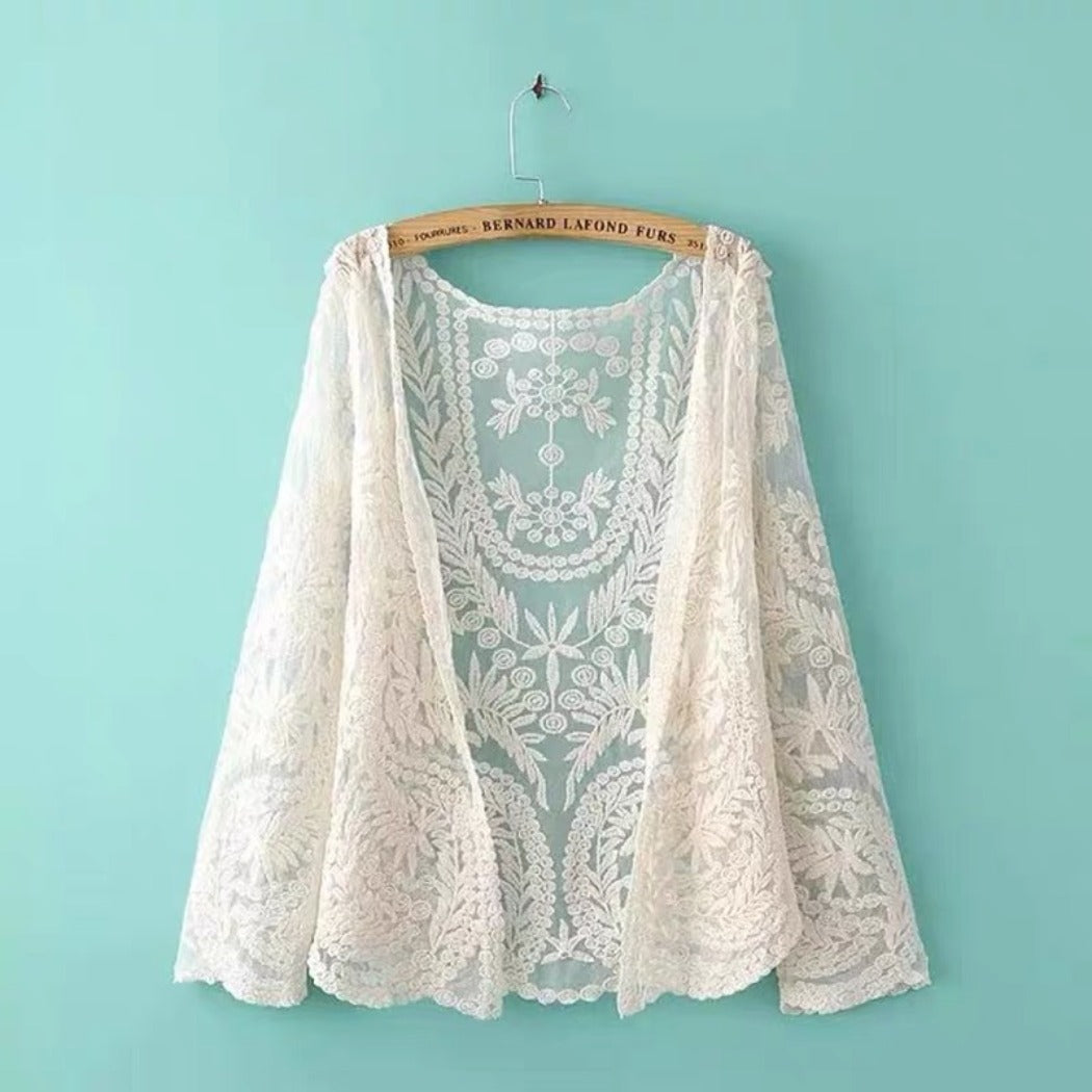 Crosa - Lace Beach Cover-Up – Sheer Swimwear Wrap & Summer Cardigan