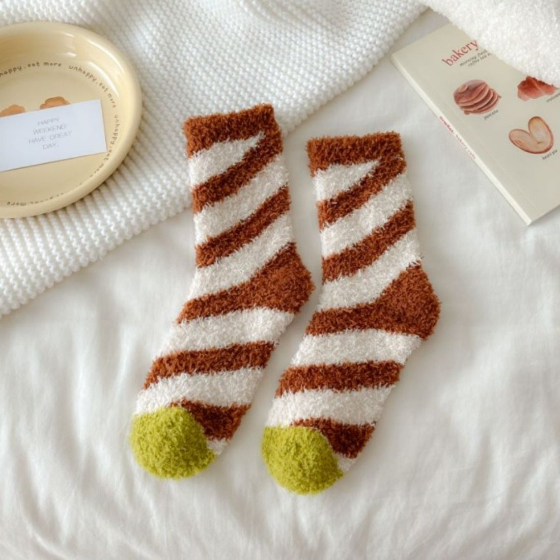 Rufia - Ice Cream Color Coral Fleece Warm Socks