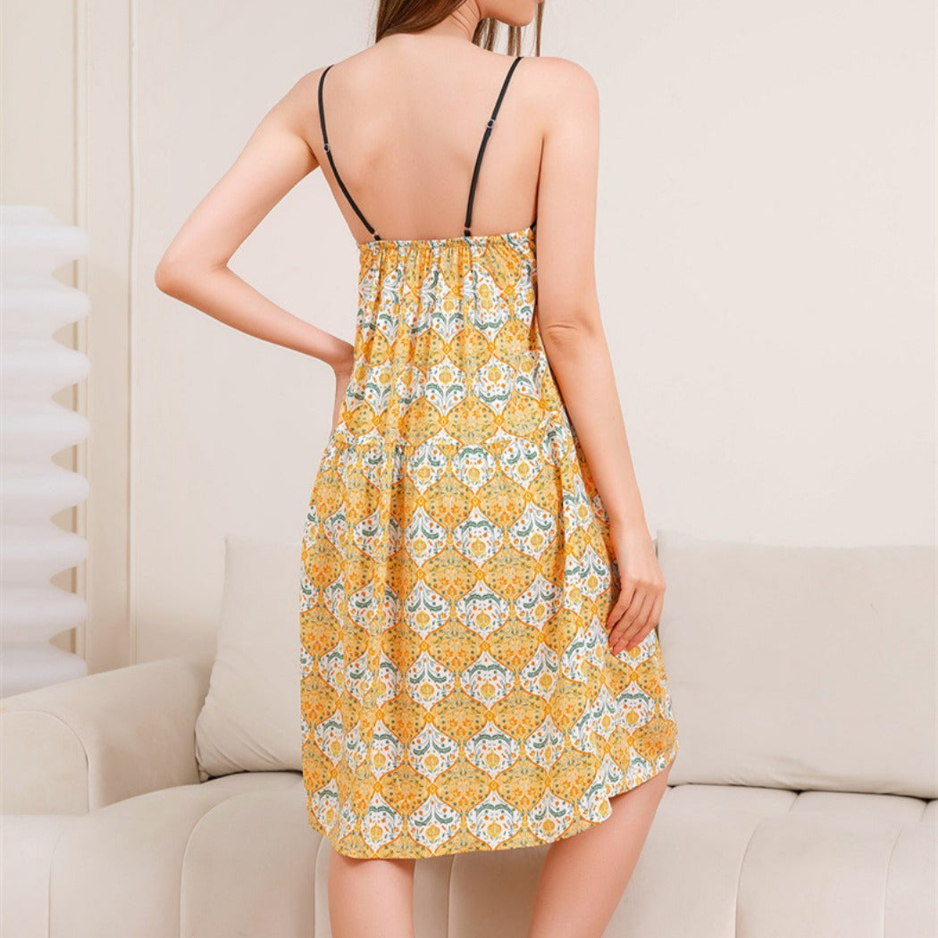 Yojams - Golden Pomegranate Print Sleep Dress Loungewear