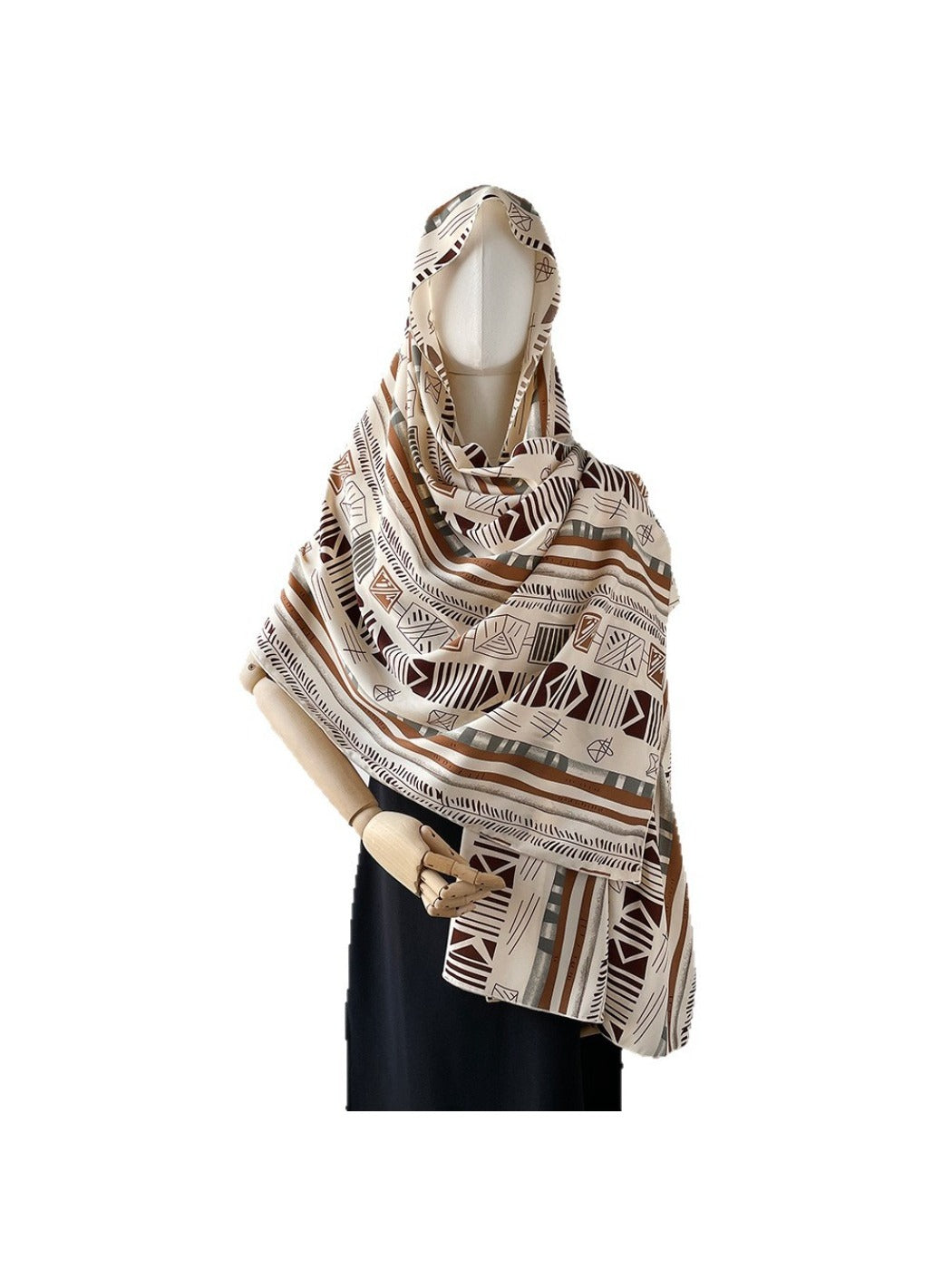 Scarvii - Geometric Print Long Scarf - Timeless & Chic