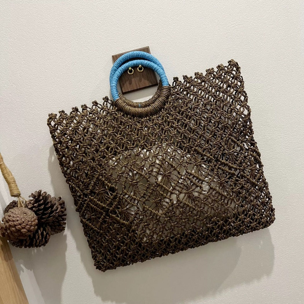 Cosbai - Boho Crochet Tote HandBag - Dark Brown