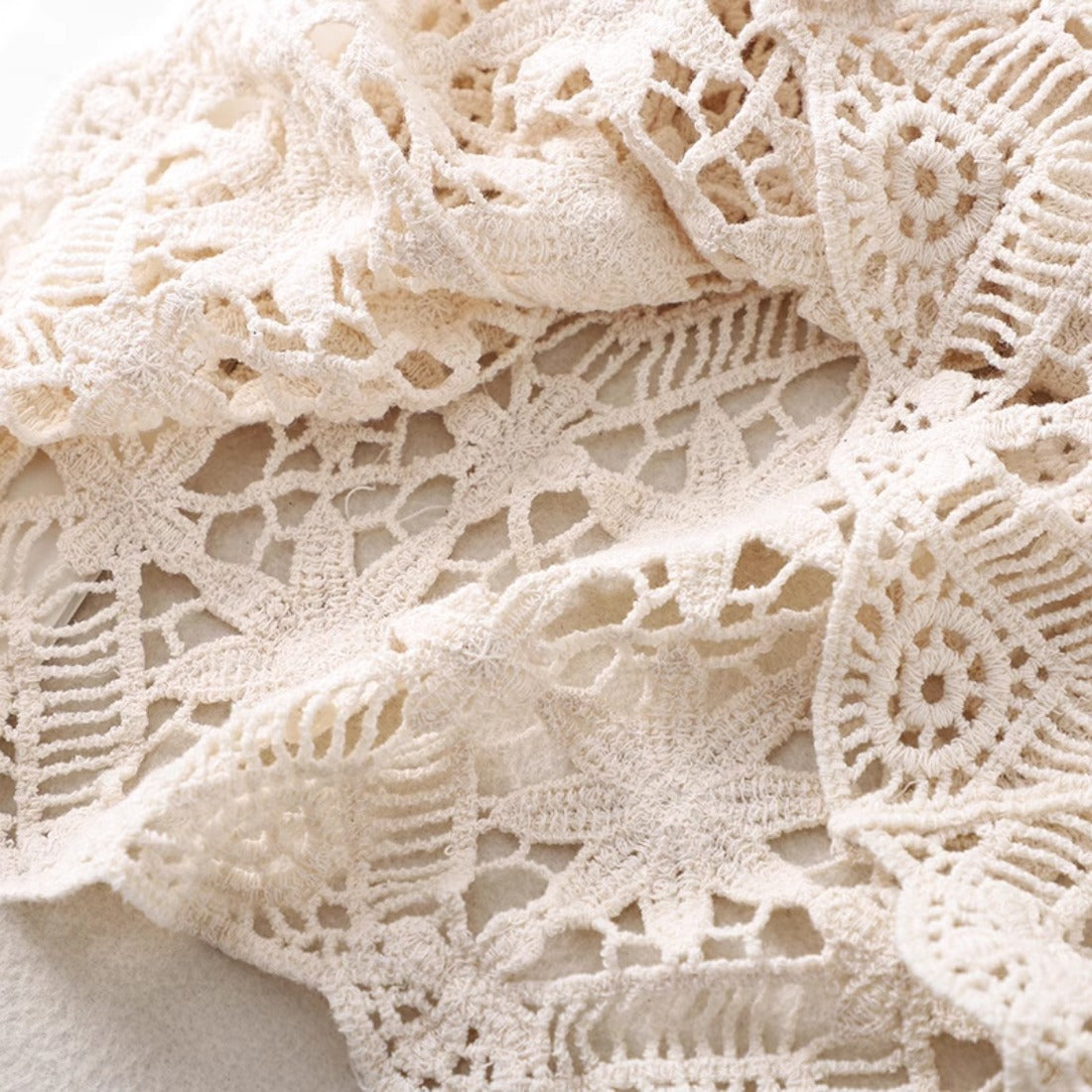 Crosa - Crochet Hollow-Out Short-Sleeve Cardigan