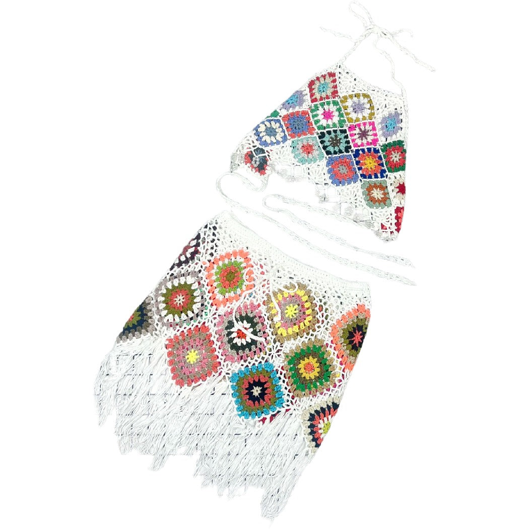 Vesty - Boho Halter Top and Skirt Crochet Set