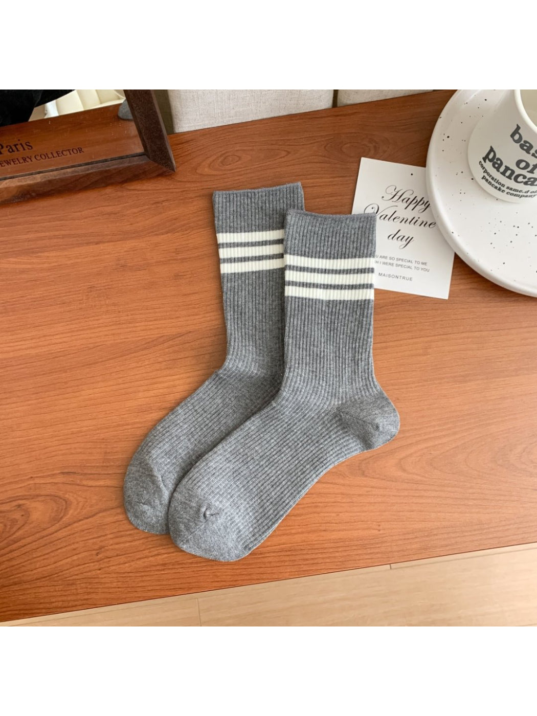 Rufia - Clean Stripe Ribbed Crew Socks