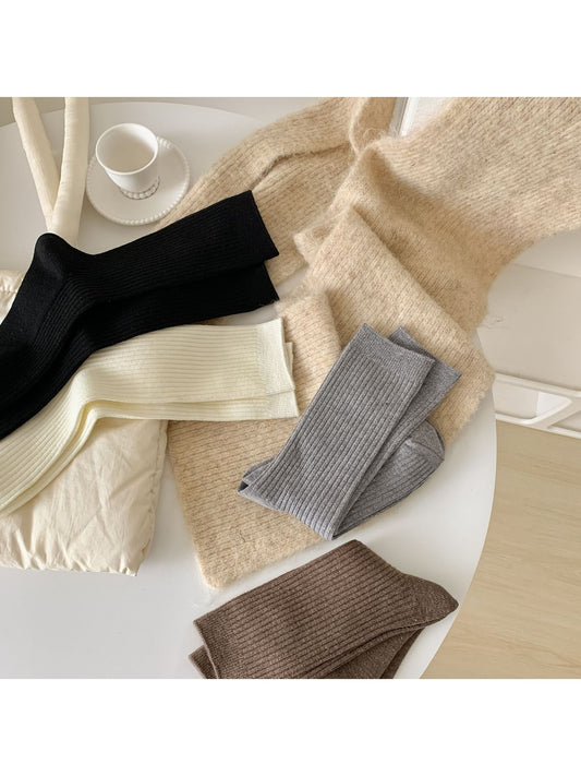 Rufia - Classic Solid Ribbed Crew Socks