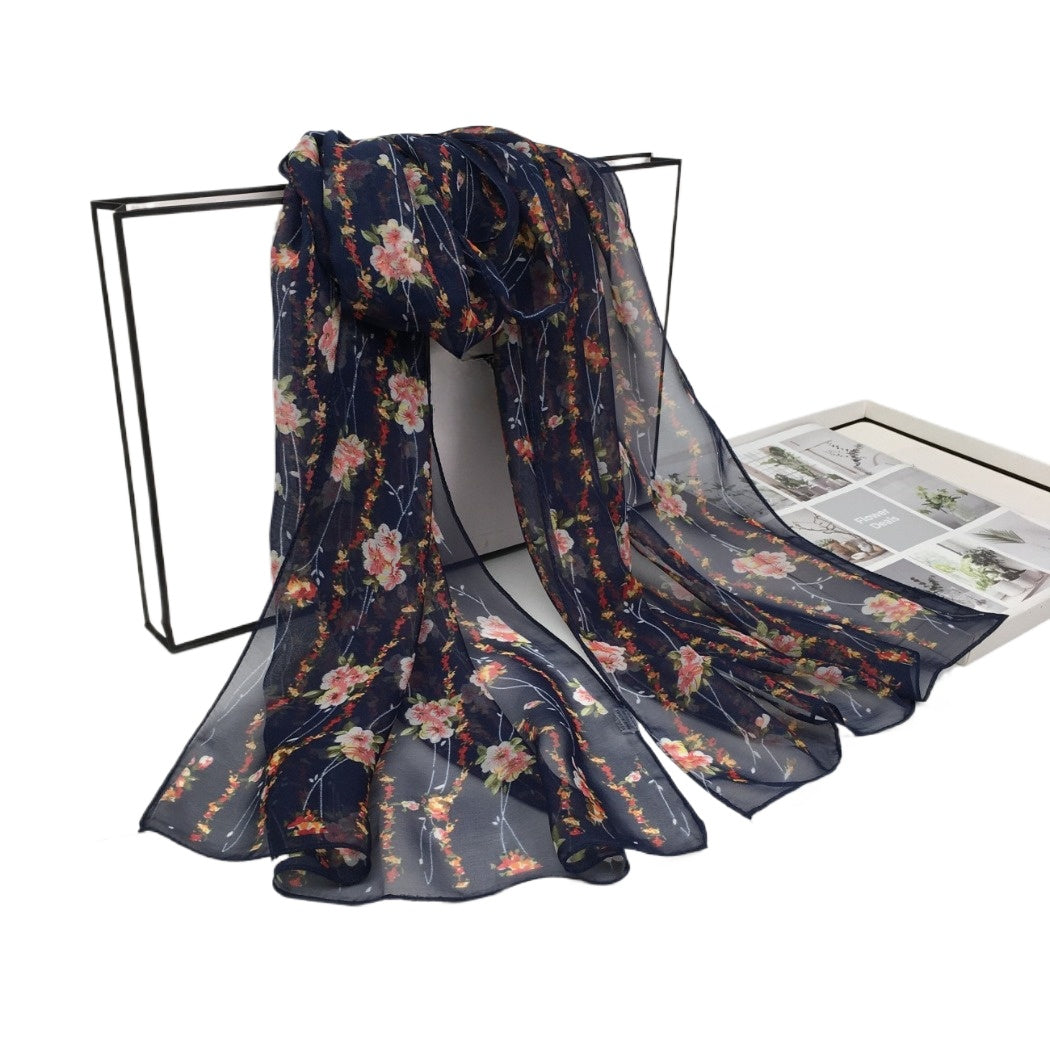 Scarvii - Vines Flower Print Scarf - Cool & Soft