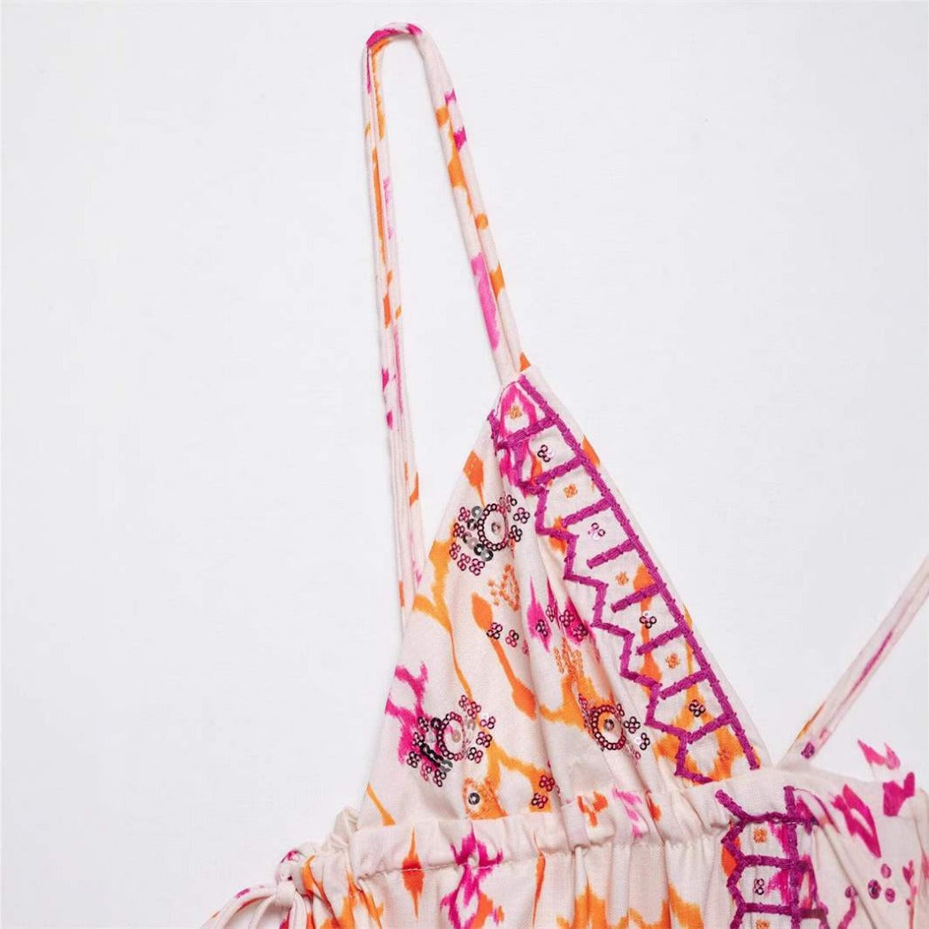 Vesty - V-neck Floral Strap Top - Playful & Soft
