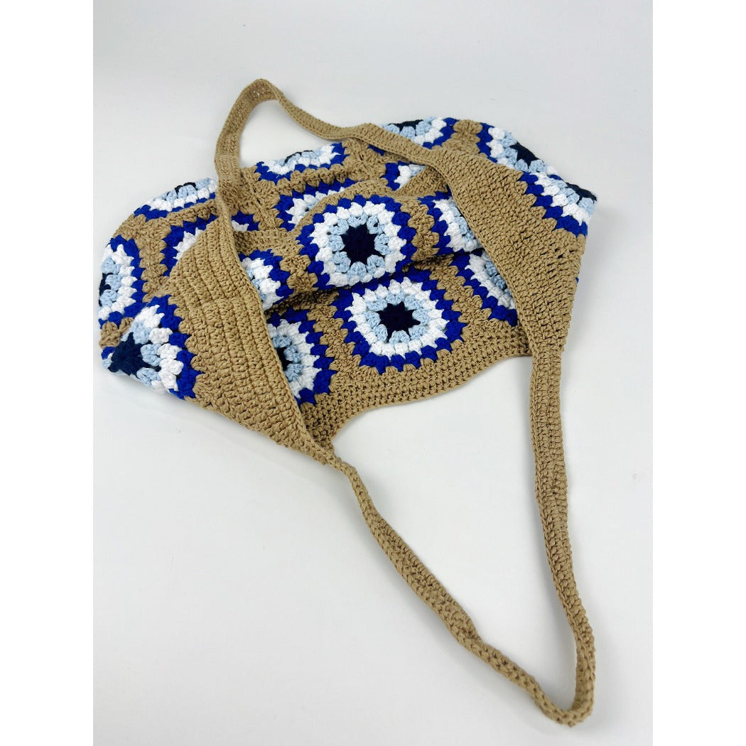 Cosbai - Handwoven Shoulder Bag – Coffee & Blue
