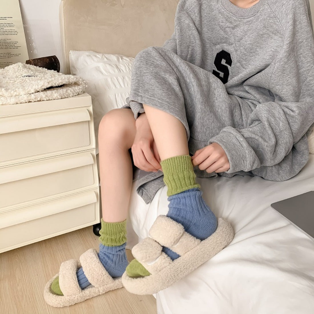 Rufia - Colorblock Plush Thickened Warm Socks