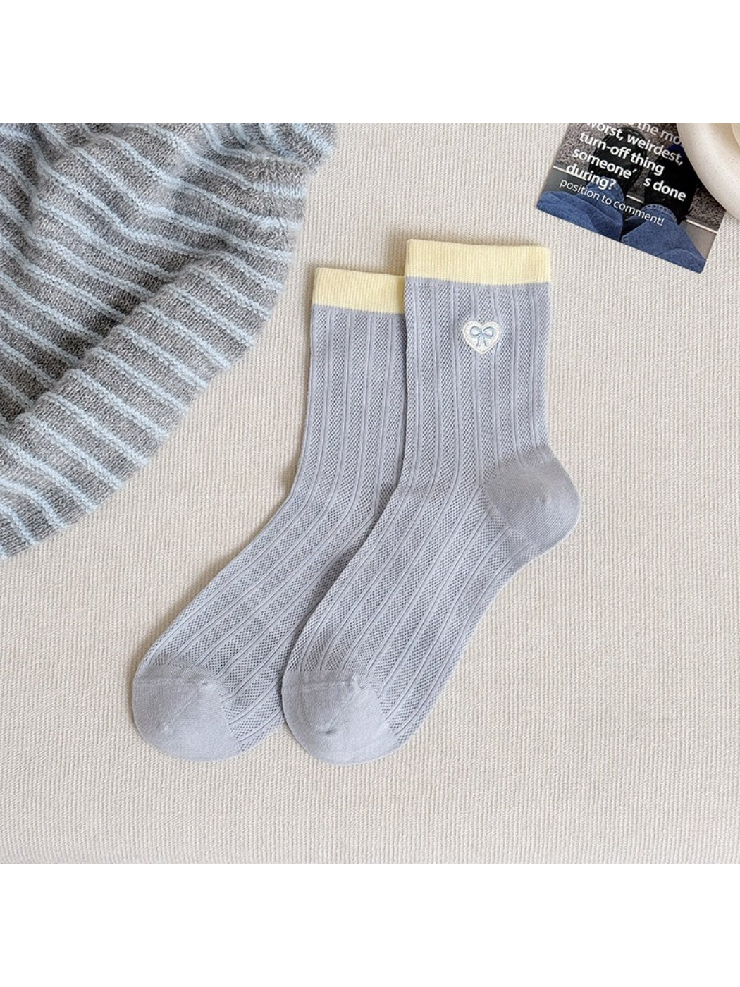 Pastel heart detail socks paired with casual footwear