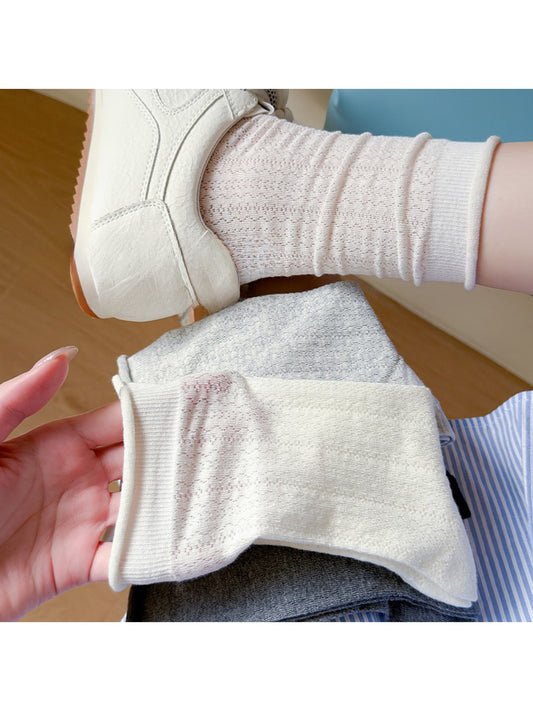 Rufia - Women's Minimal Mesh Knit Crew Socks