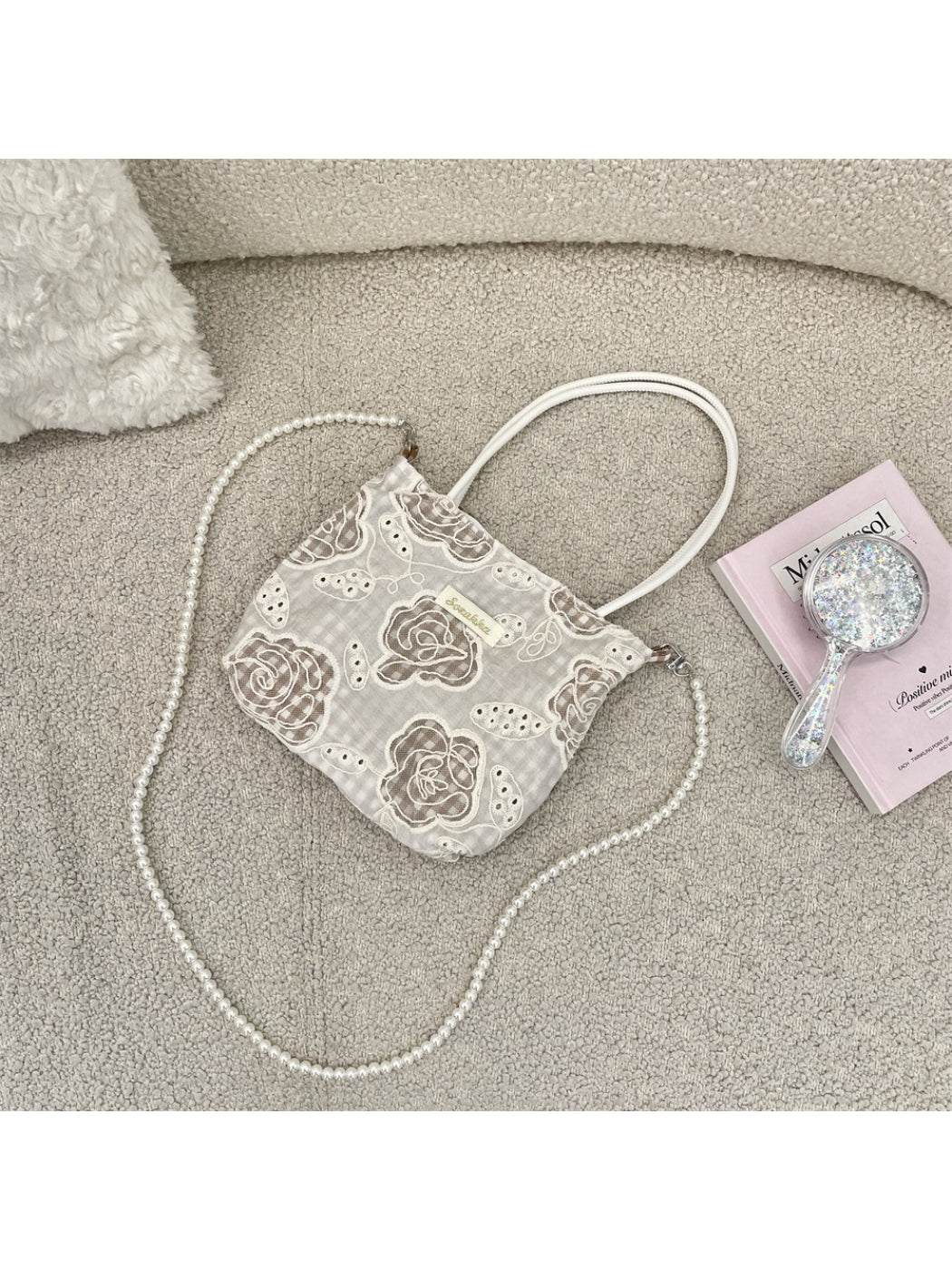 Cosbai - Embroidered Floral Mini Crossbody Bag
