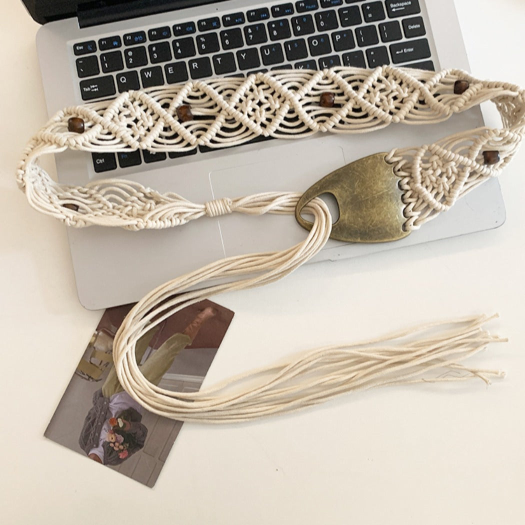 Beco - Distressed Metal Woven Belt - Boho & Viantage