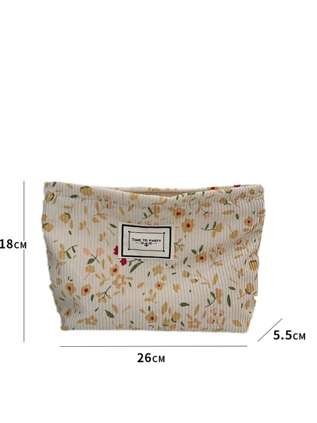 Cosbai - Ribbed Floral Quilted Cosmetic Pouch
