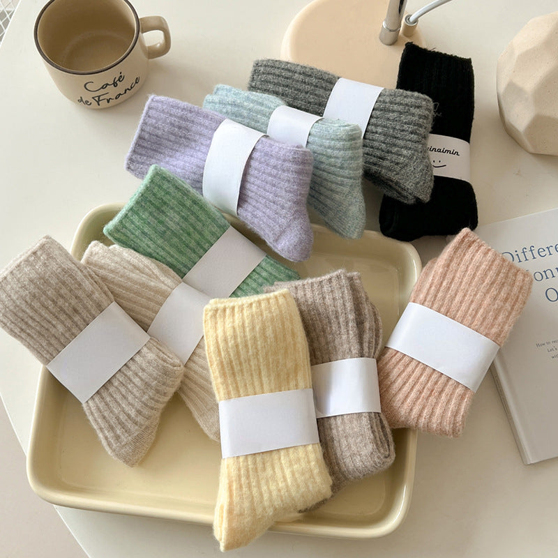 Rufia - 5-Pair Set of Solid Color Wool-Blend Socks