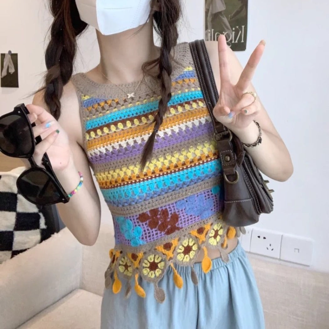 Vesty - Boho Colorblock Knit Vest- Comfortable & Fit
