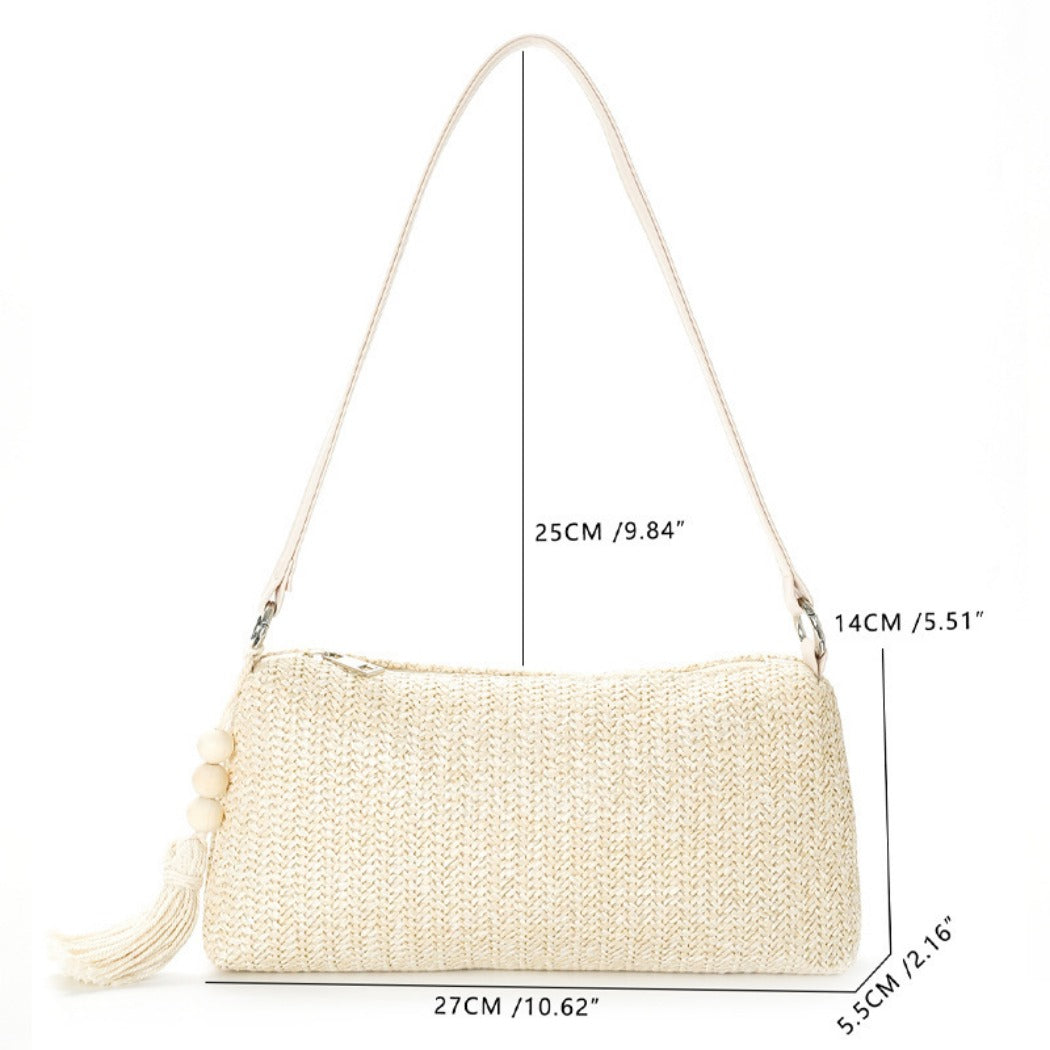 Cosbai - Beige Boho Shoulder Bag With Tassel