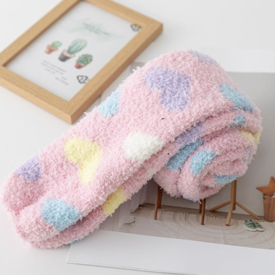 Rufia - Colorful Coral Fleece Over-the-Knee Socks