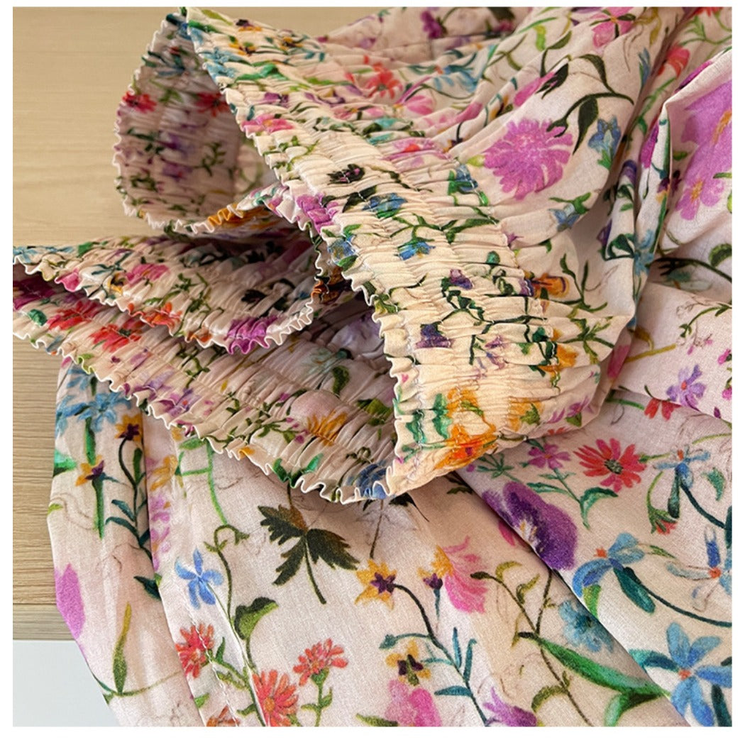 Shea - Floral Wide-Leg Long Pants - Loose & Cheerful